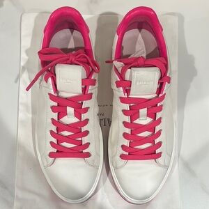 Balmain Women's White and Hot Pink Sneakers